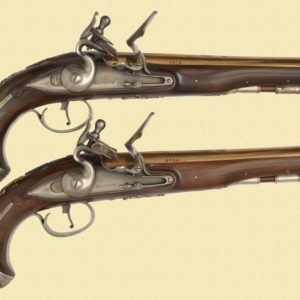 PAIR George Washington 1748 Hawkins Replicas .58 Flintlock Pistols MFD 1976